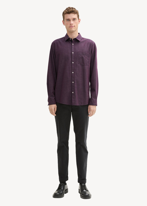 Tom Tailor® Regular Fit Shirt With Structure - Purple Diagonal Structure