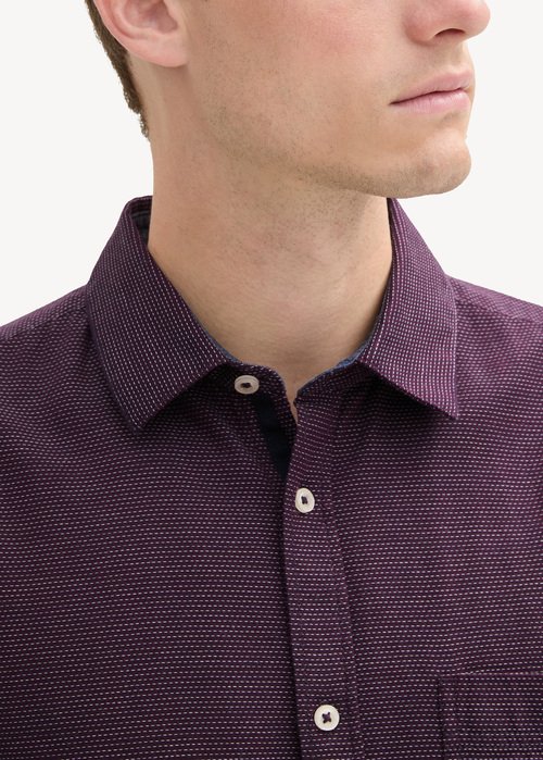 Tom Tailor® Regular Fit Shirt With Structure - Purple Diagonal Structure