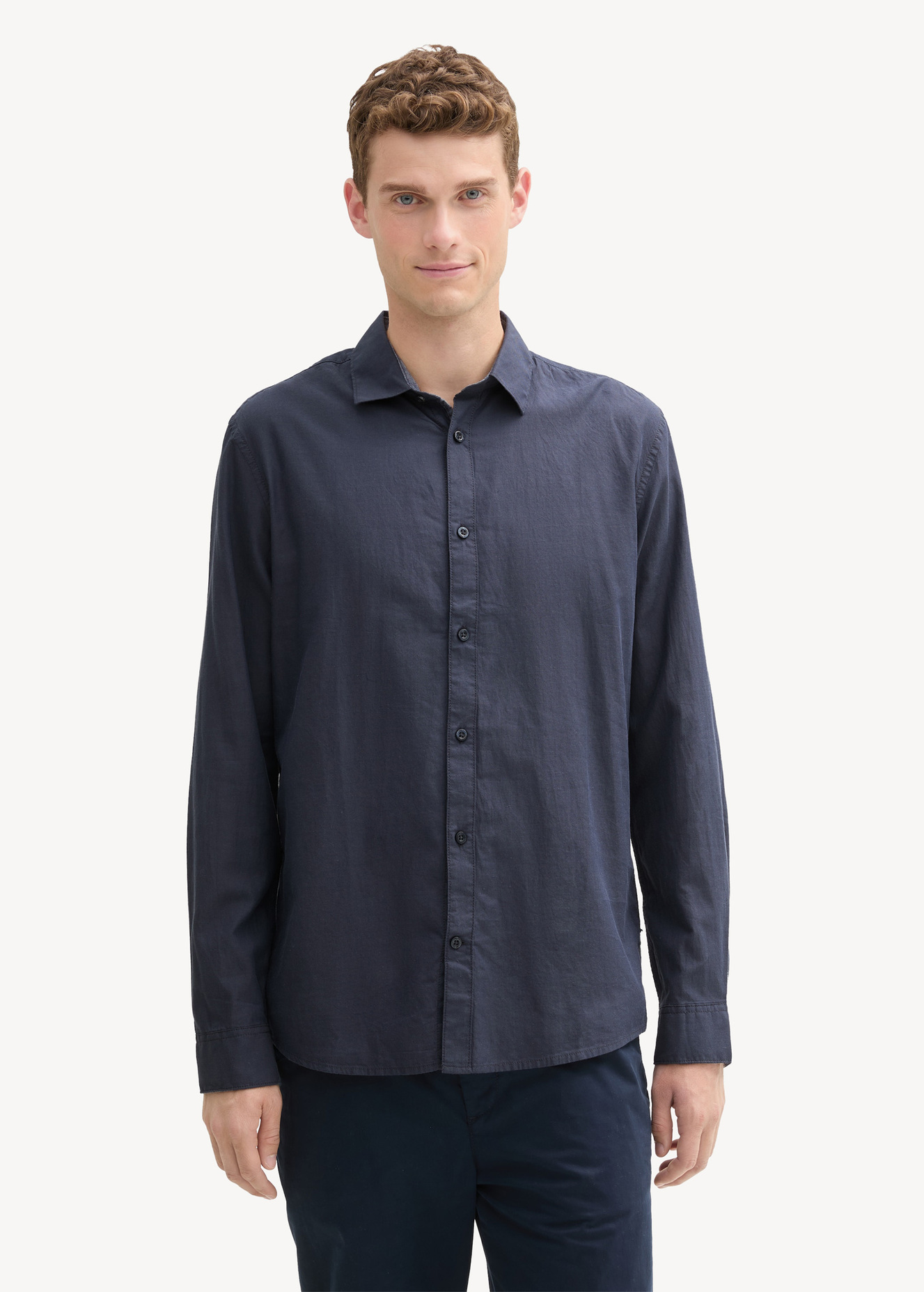 Tom Tailor® Fitted Cotton Shirt - Blue Structure