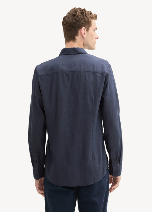 Tom Tailor Fitted Cotton Shirt Blue Structure