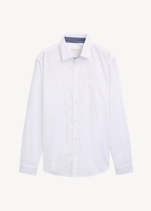 Tom Tailor® Chambray Shirt With Breast Pocket - White