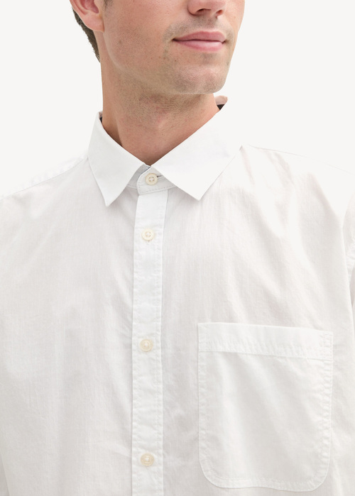 Tom Tailor® Chambray Shirt With Breast Pocket - White