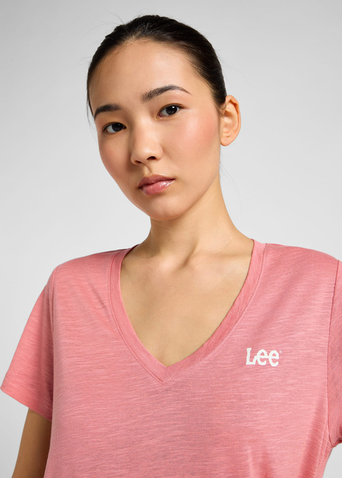 Lee V Neck Tee Cassie Pink - 112357820