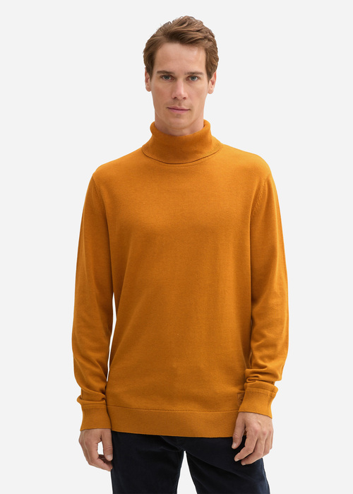 Tom Tailor Basic Turtleneck Jumper - Peanut Butter Brown Melange 1042456-37029 