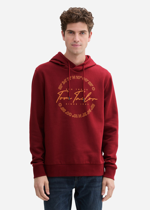 Tom Tailor Hoodie Print  - Burgundy Dark Red 1044847-13721 