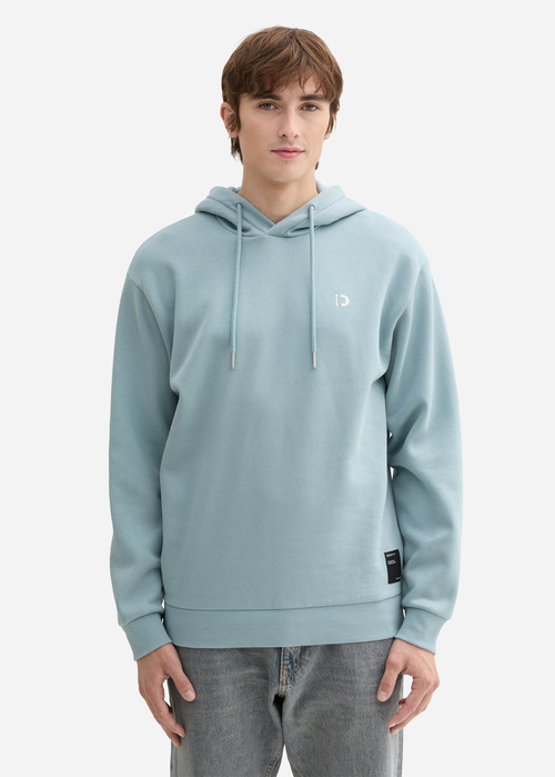 Tom Tailor Hoodie With Logo Details - Light Grey Mint 1044886-27840 