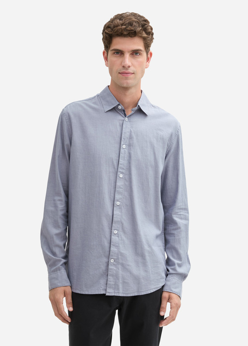 Tom Tailor Fitted Cotton Shirt - Grey Structure 1043813-36692 