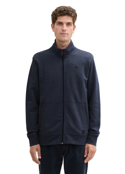 Tom Tailor Sweat Jacket In A Melange Look - Sky Captain Blue White Melange 1044022-19024 