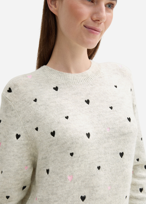 Tom Tailor Knitted Jumper With Heart Embroidery Beige Heart Embroidery - 1043982-37044