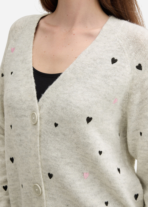 Tom Tailor® Cardigan With Heart Embroidery - Beige Heart Embroidery