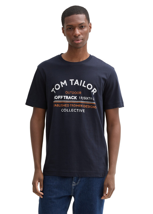 Tom Tailor C-Neck Logo T-shirt - Sky Captain Blue 1044031-10668 