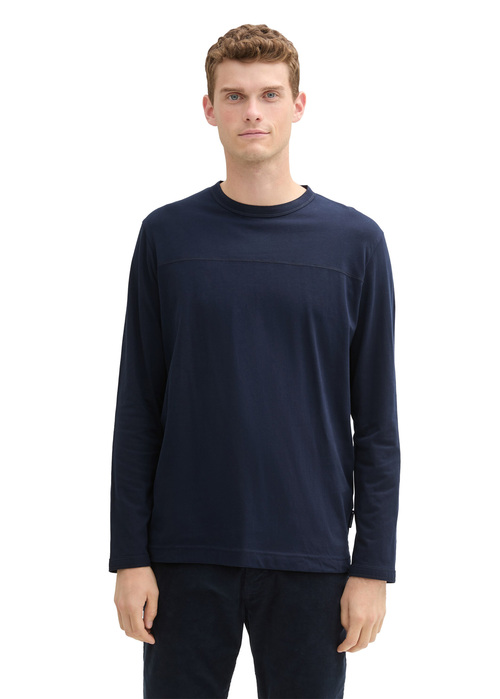 Tom Tailor Long-sleeved Shirt With Organic Cotton - Sky Captain Blue 1044011-10668 