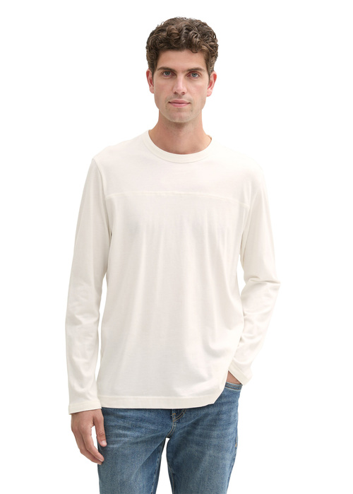 Tom Tailor Long-sleeved Shirt With Organic Cotton - Off White 1044011-10332 