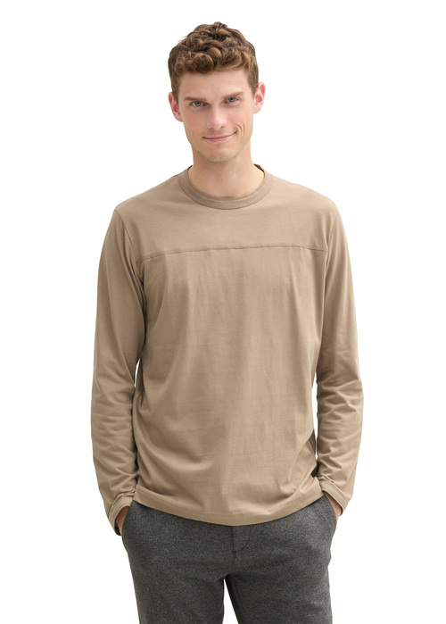 Tom Tailor Long-sleeved Shirt With Organic Cotton - Parasol Brown 1044011-13626 