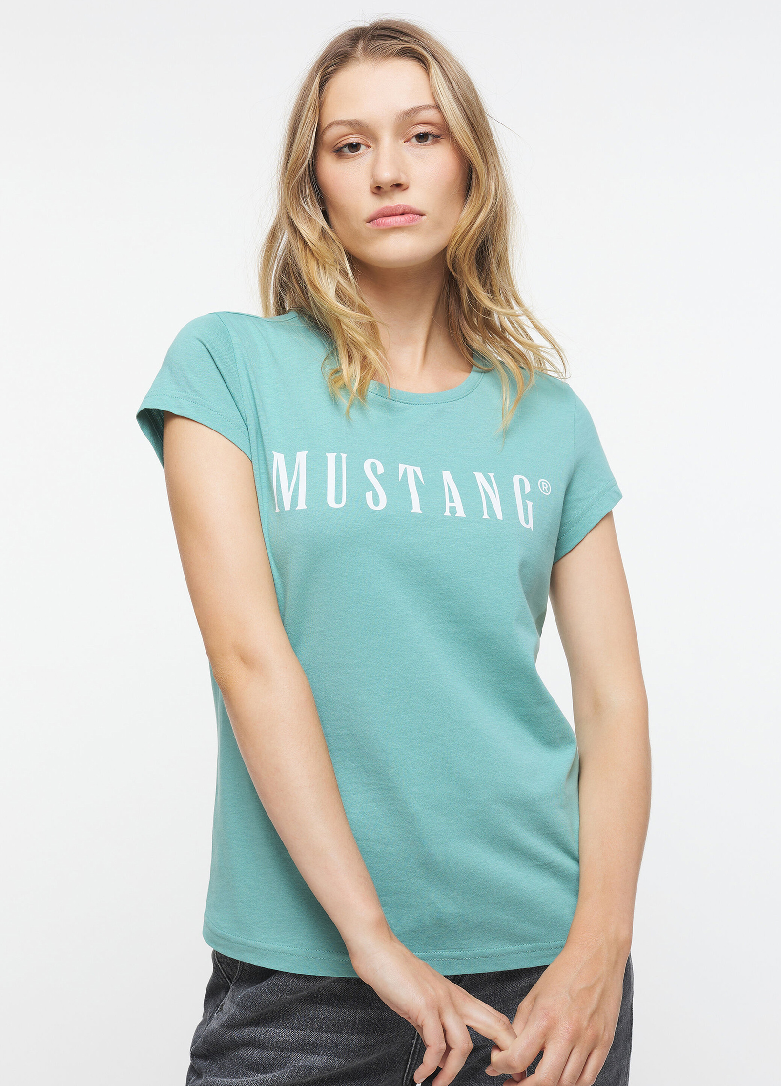 Mustang® Alina Size Mineral Logo C Tee Blue - S