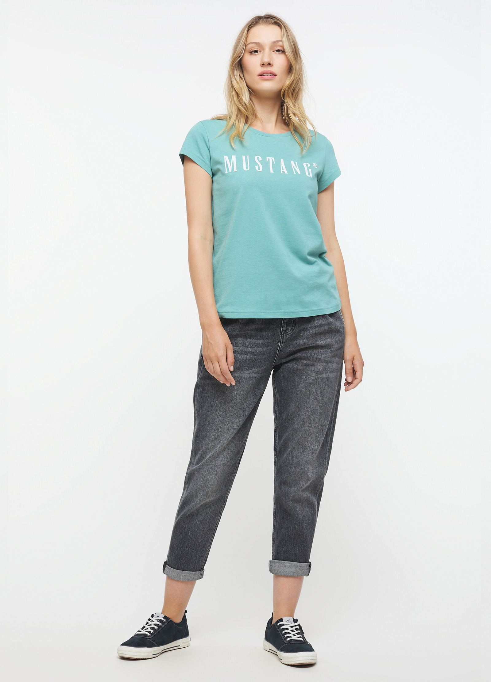 Mustang® Alina C Size Tee - Blue Mineral S Logo