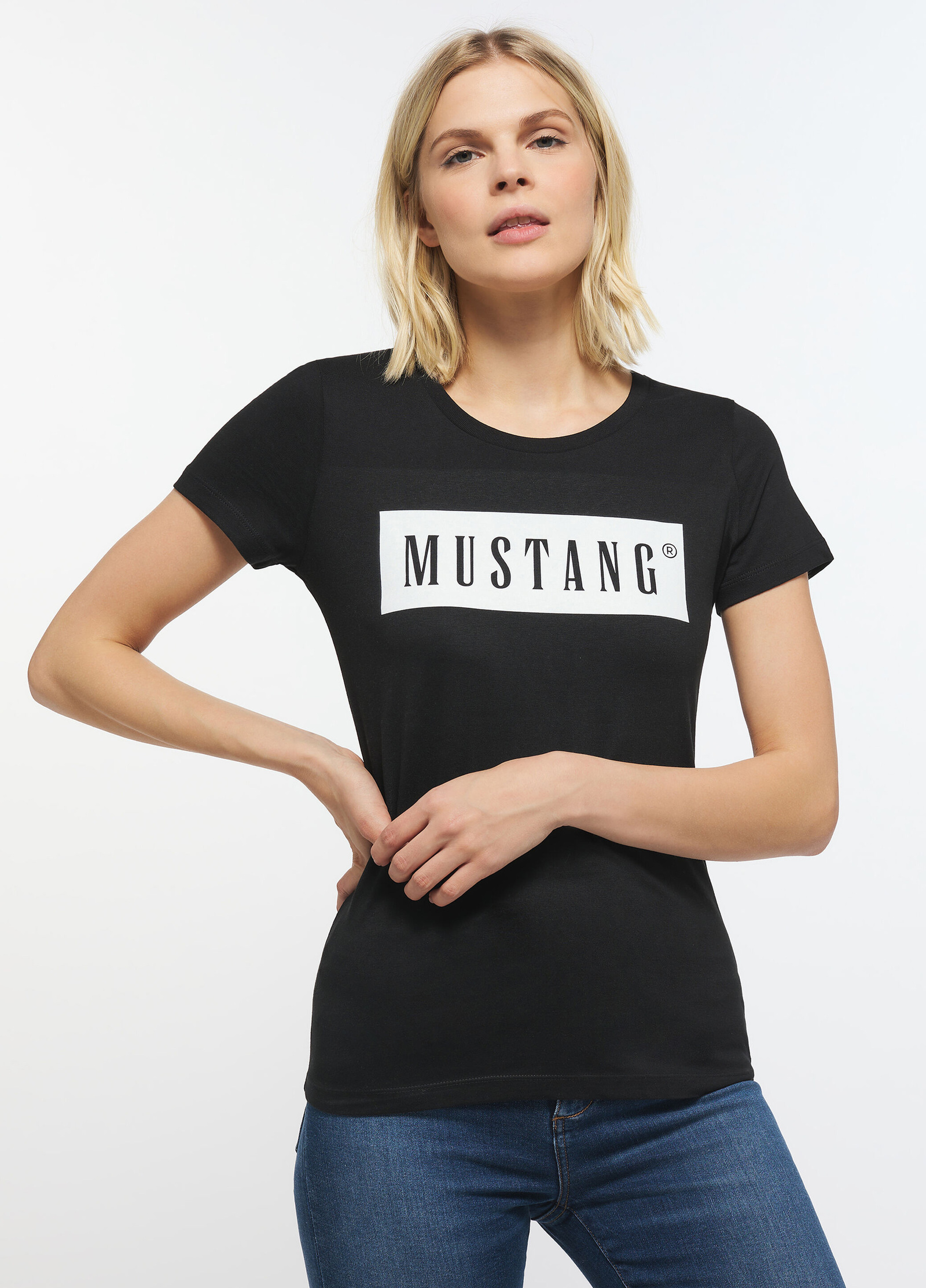 Mustang® Alina C Logo Tee Black Größe L 