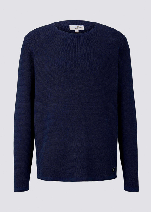 Tom Tailor Zigzag Structured Crewneck Sky Captain Blue Non Solid - 1016090-13684