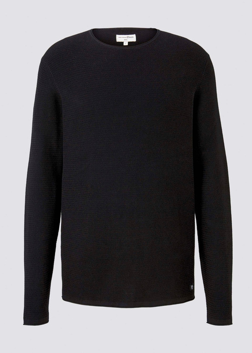 Tom Tailor Zigzag Structured Crewneck Black - 1016090-29999