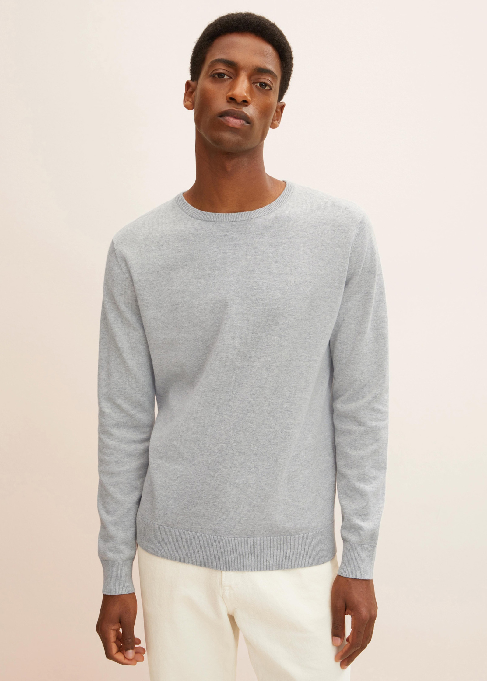 Tom Tailor® Simple knitted jumper S Melange - Soft Light Grey Size