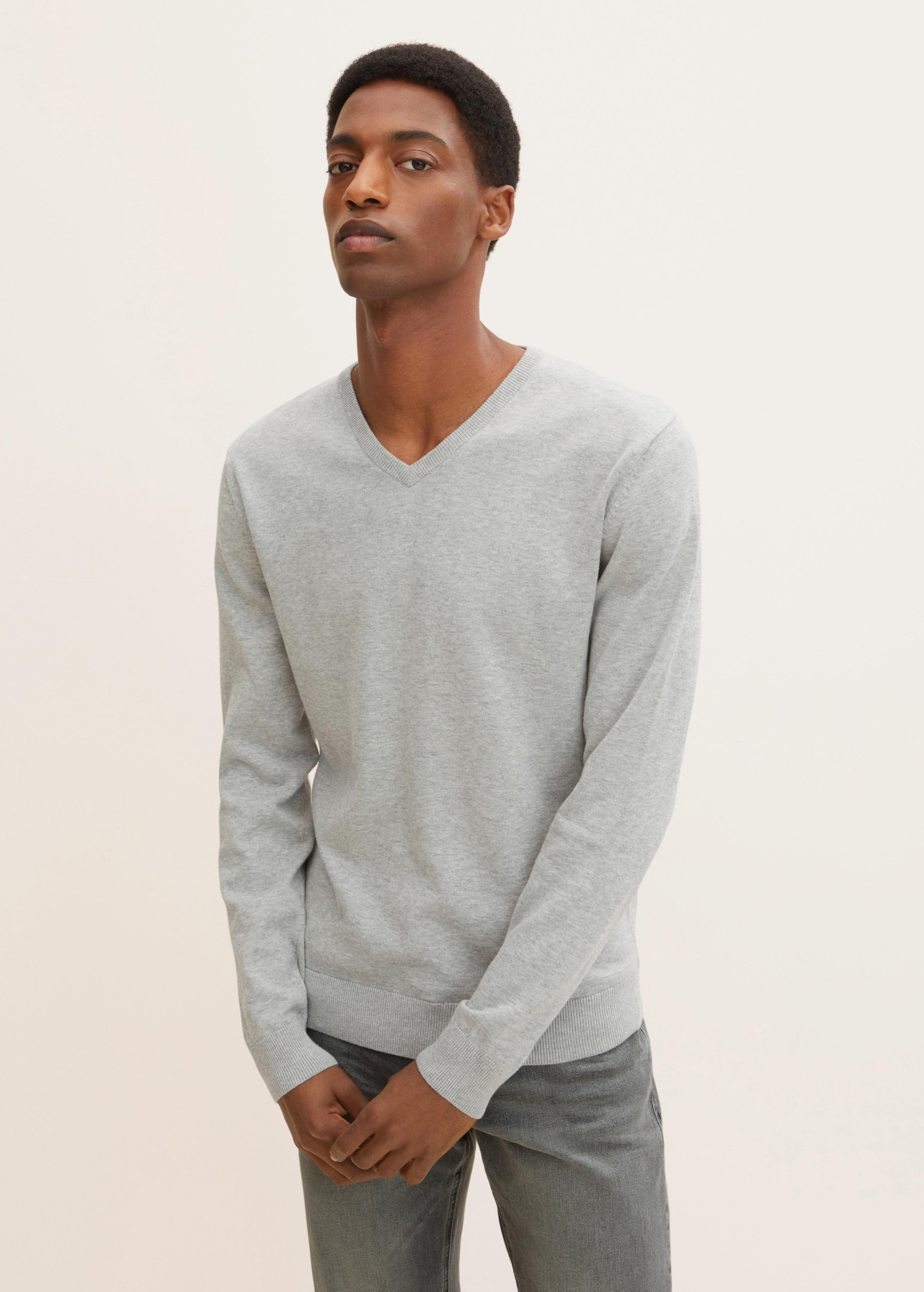 Tom Tailor® Simple Jumper Knitted Grey Soft - Light Melange Size M