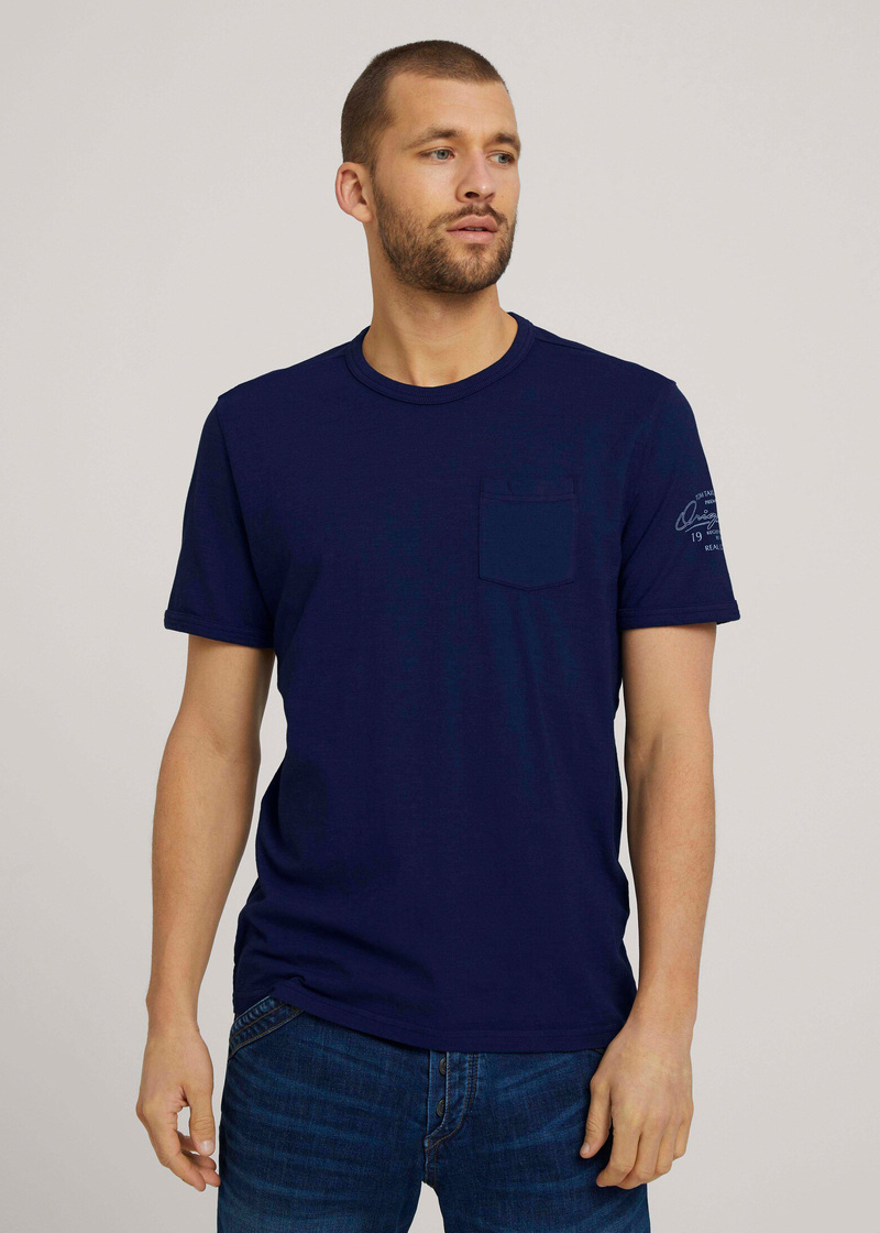 Tom Tailor T Shirt Basic Garment Dye Sailor Blue - 1026016-10932 Rozmiar XL