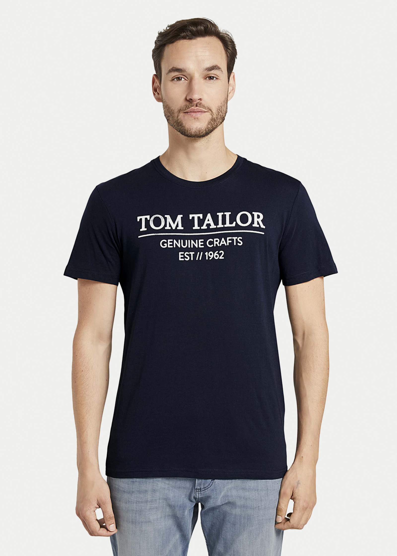 Tom Tailor T Shirt Blue - Sky Logo Size L Captain 1021229-10668