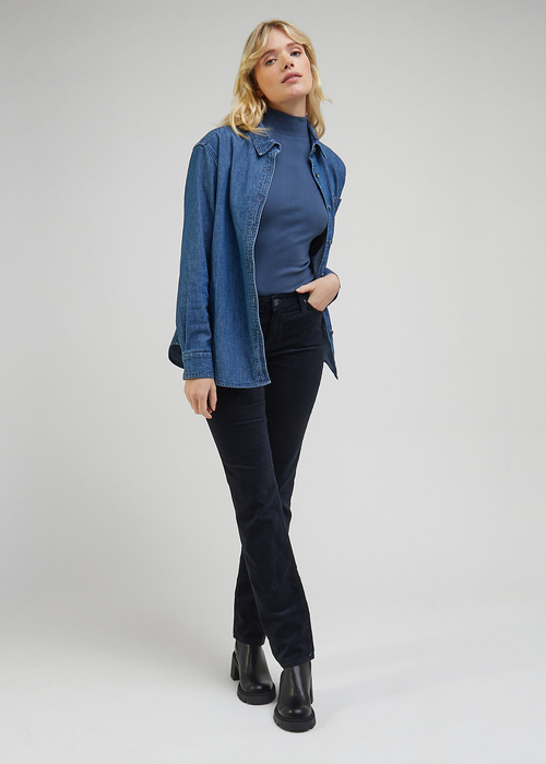 Lee Ribbed Long Sleeve High Neck Deep Waters - L40HIBA62