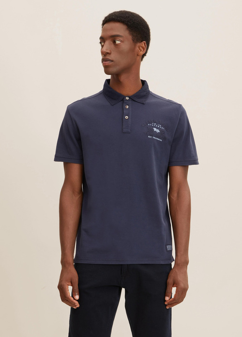 Tom Tailor Polo Shirt With Sky Logo - Captain Embroidery Rozmiar 1032936-10668 Blue L