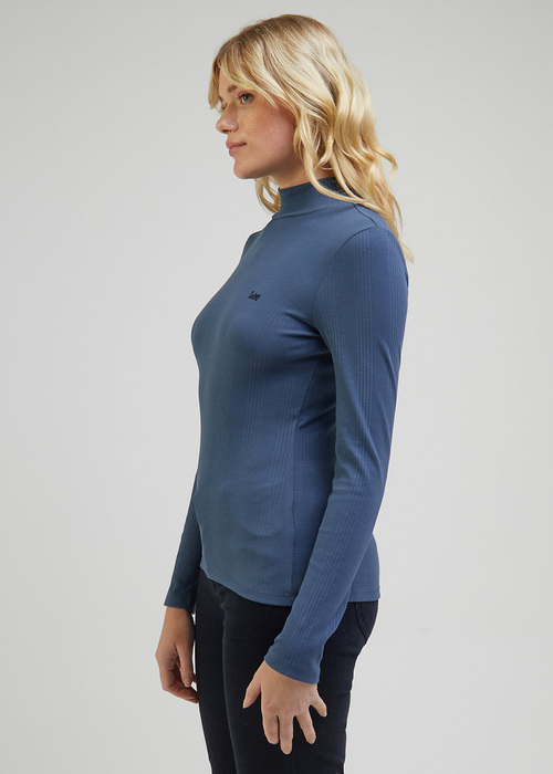 Lee Ribbed Long Sleeve High Neck Deep Waters - L40HIBA62