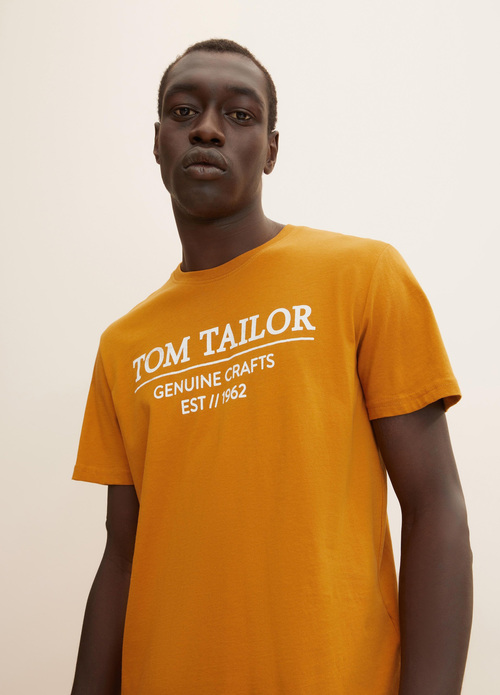 Tom Tailor T Shirt Brown Logo L 1021229-10821 - Peanut Butter Size