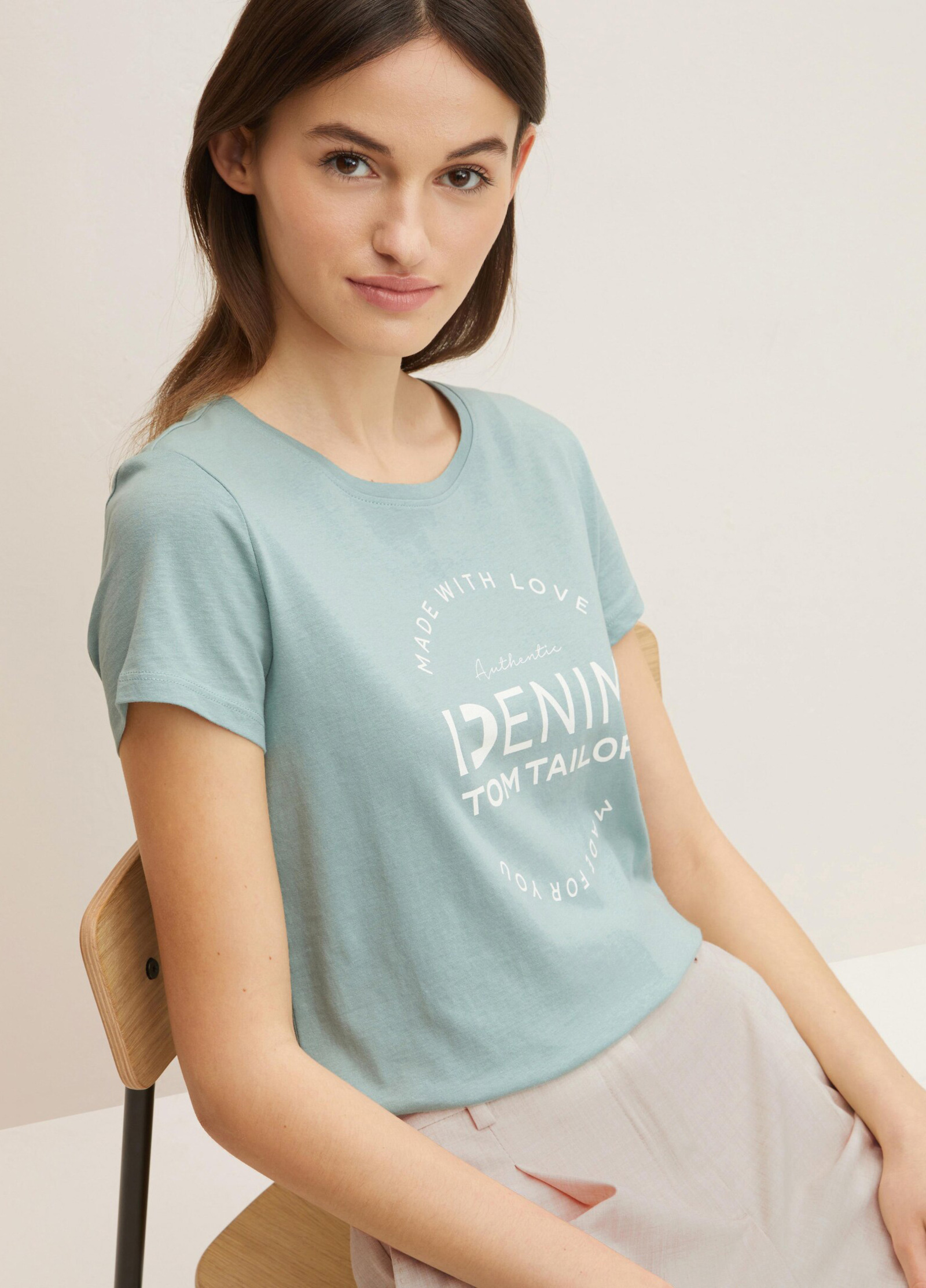Green S Logo Tailor® with Print Denim Größe Smoke T-shirt Tom -