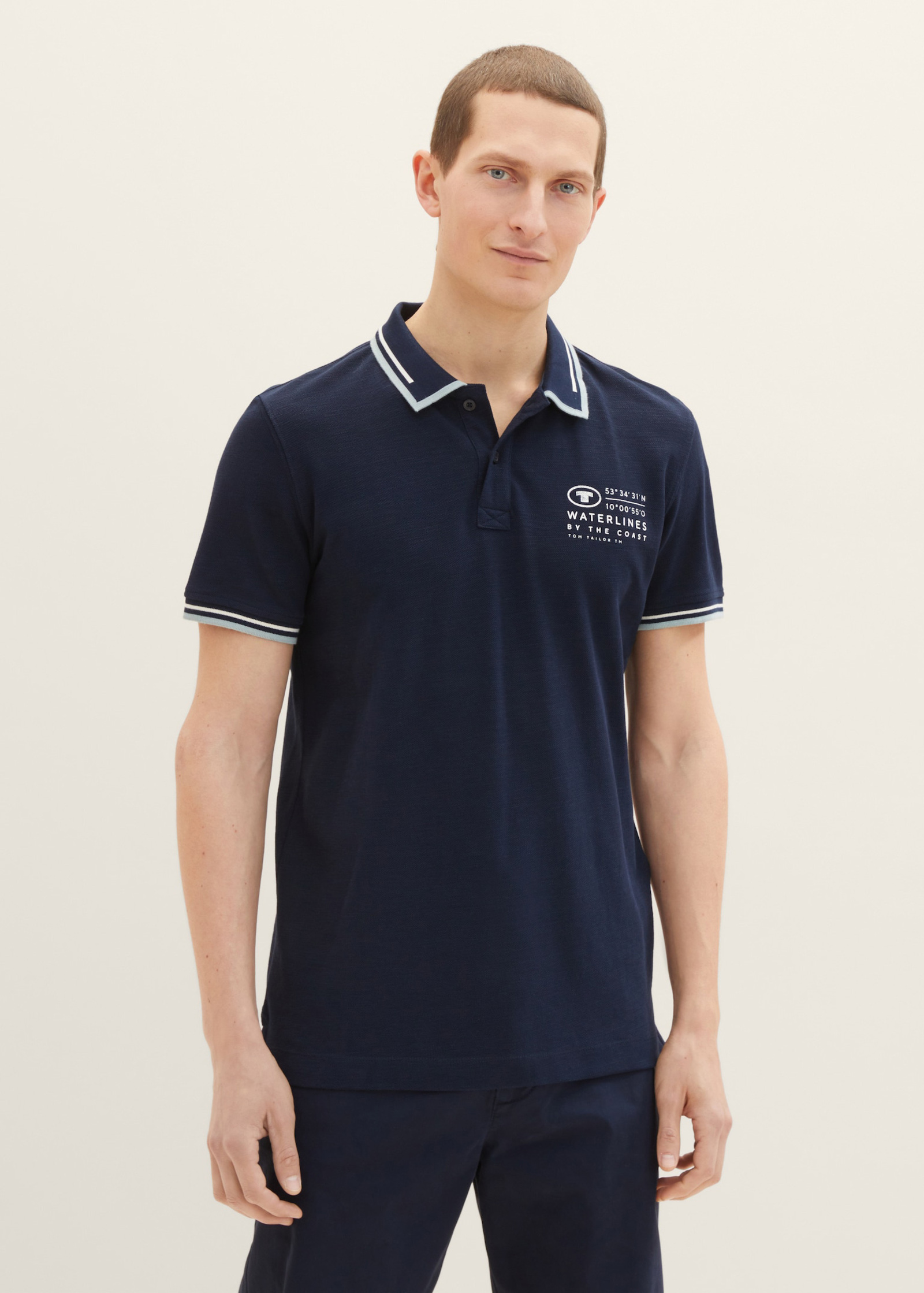 Tom Tailor® Polo embroidery with Größe - Captain Sky shirt L Blue logo