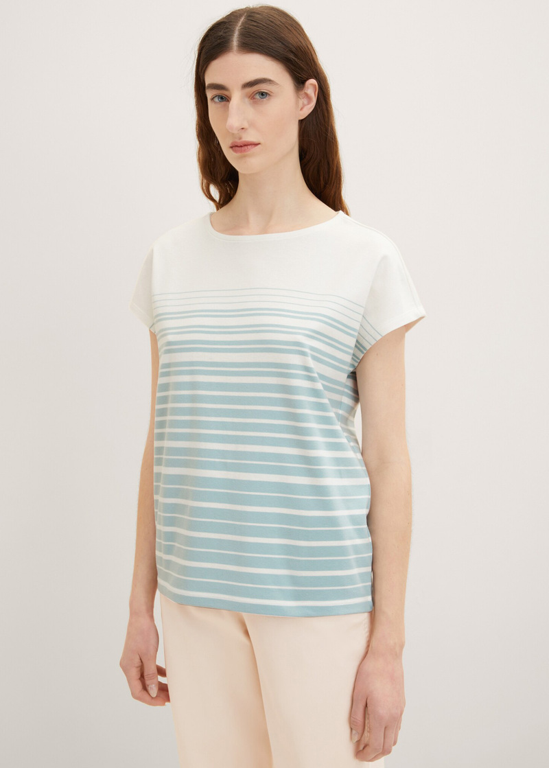 Tshirt 1035480-31328 Stripe Gradient L Size Tom Tailor - Blue