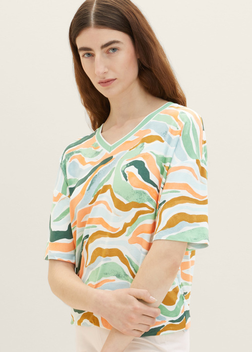Tom Tailor® Tshirt - Wavy Design Colorful L Floral Size