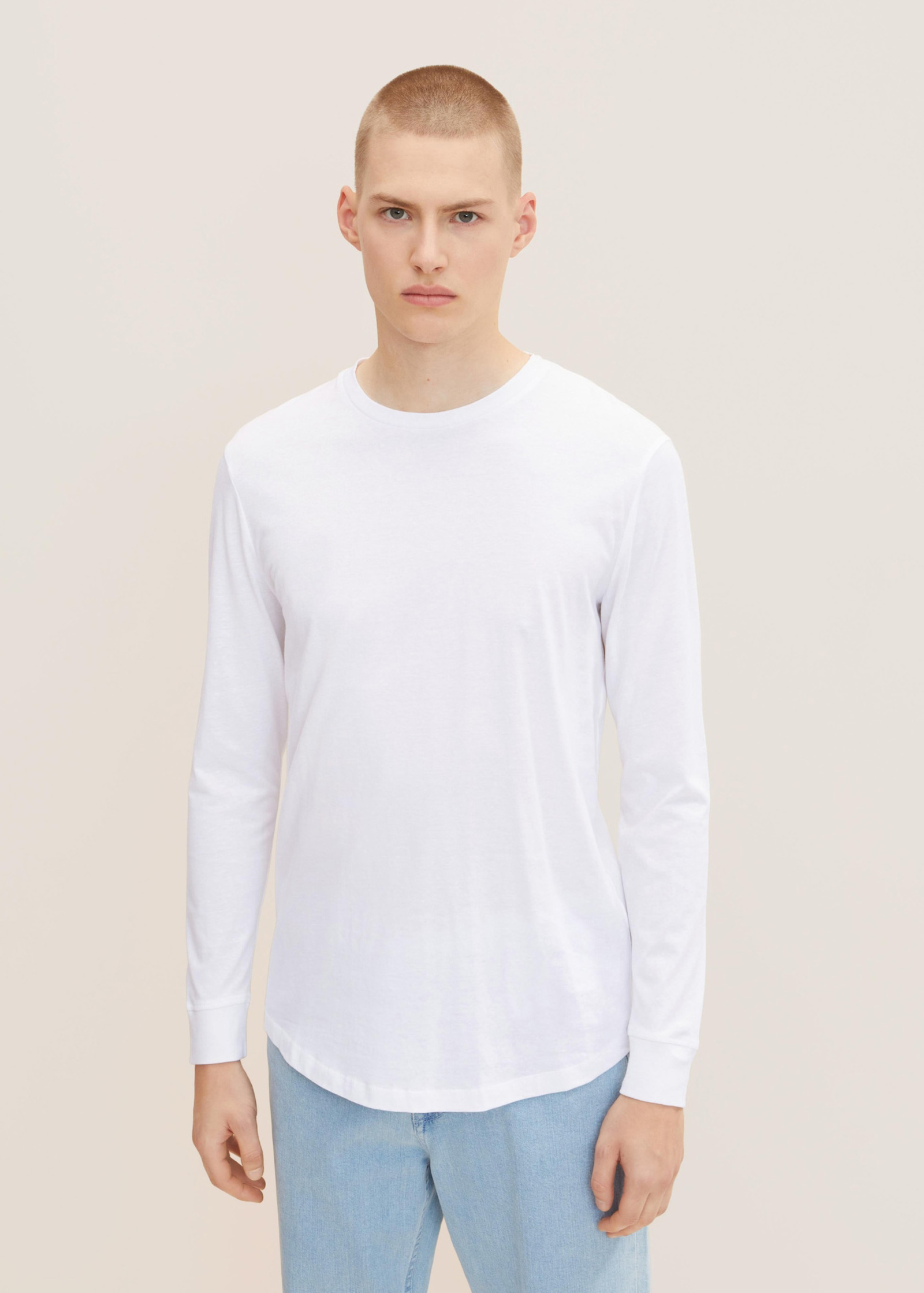 Denim Tom Tailor Basic Größe White Sleeved Long L Shirt 1033022-20000 