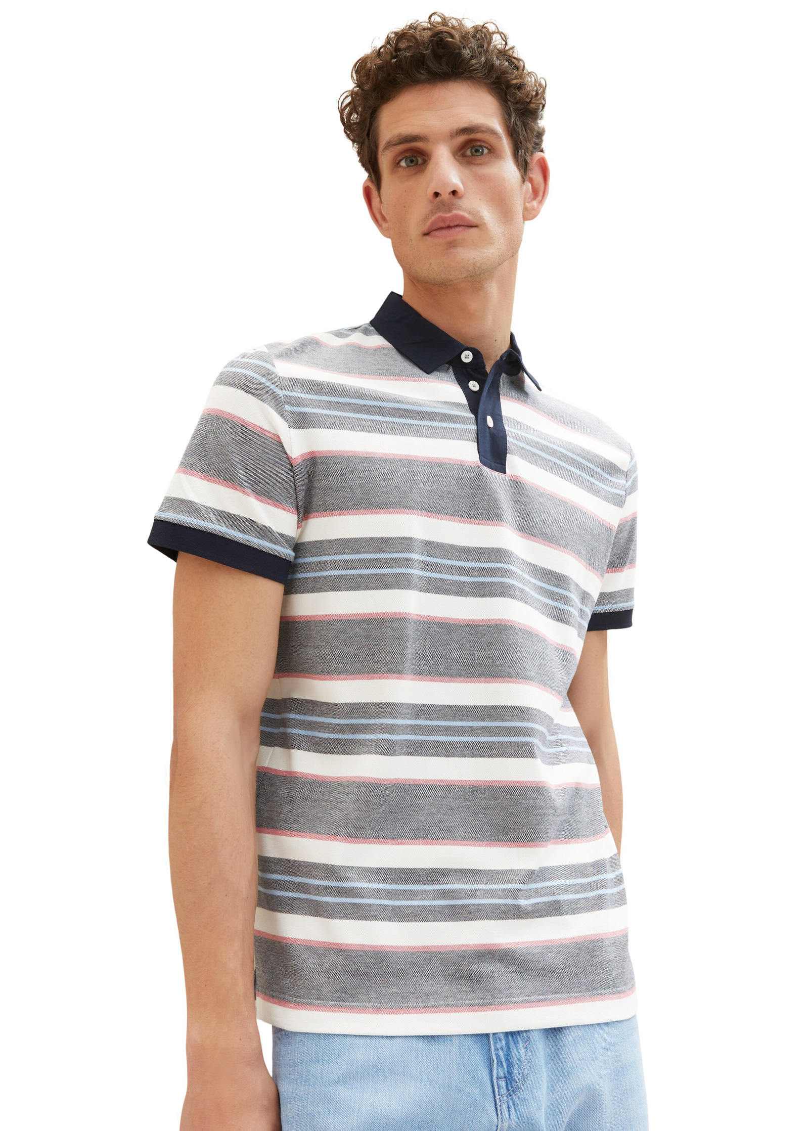polo Navy shirt Tom Red M - Größe Tailor® Stripe Striped